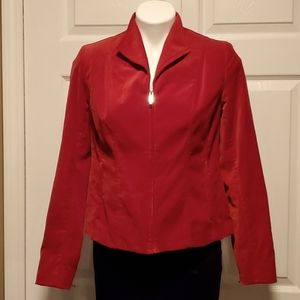 Jones New York Women's Red Signature Petite Zipper Jacket - Size PM